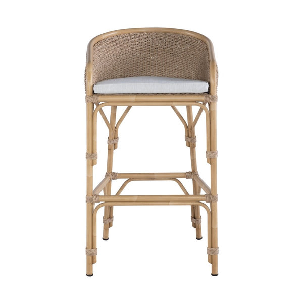 bar stool outdoor twisted hyacinth weave natural aluminum frame