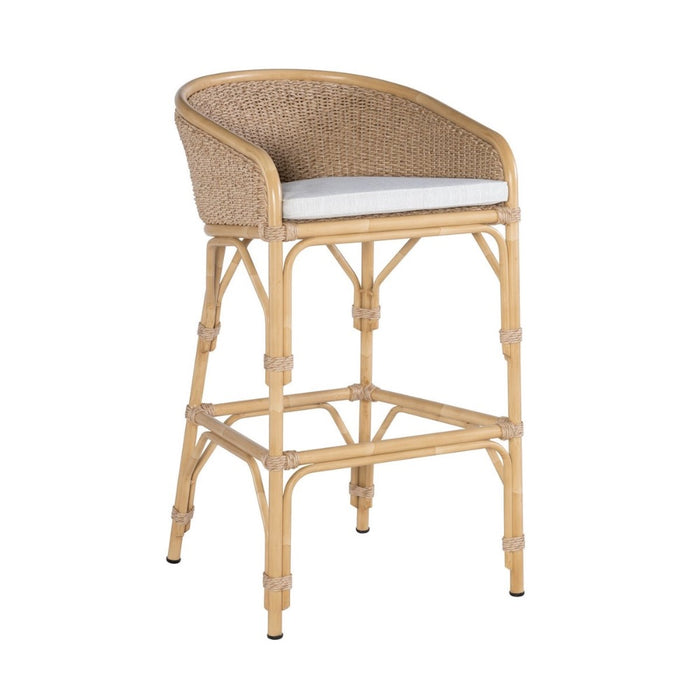 bar stool outdoor twisted hyacinth weave natural aluminum frame