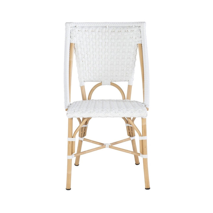 bistro chair indoor outdoor faux rattan weave white star pattern