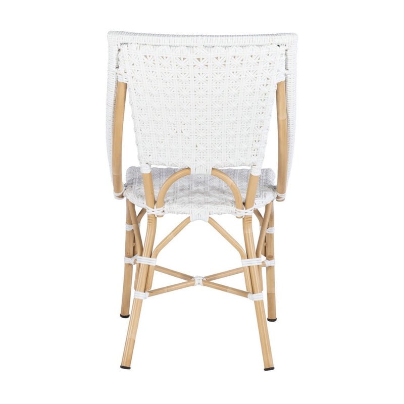 bistro chair indoor outdoor faux rattan weave white star pattern 