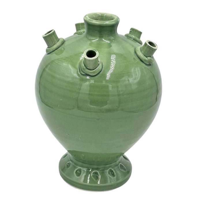 ceramic round tulipiere sage green