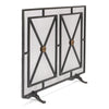 fireplace screen iron panel mesh square triangles bronze brass geometric contemporary modern stand