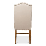 wing back dining chair beige linen natural oak 