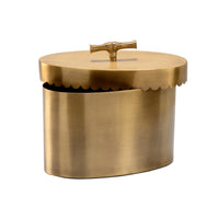 round brass decor box small handle scalloped edge