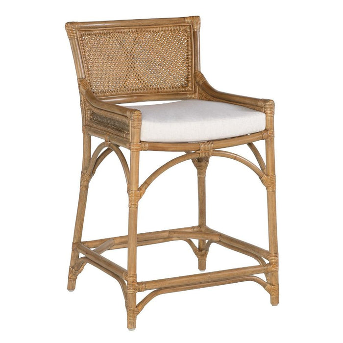 counter stool rattan honey brown seat cushion