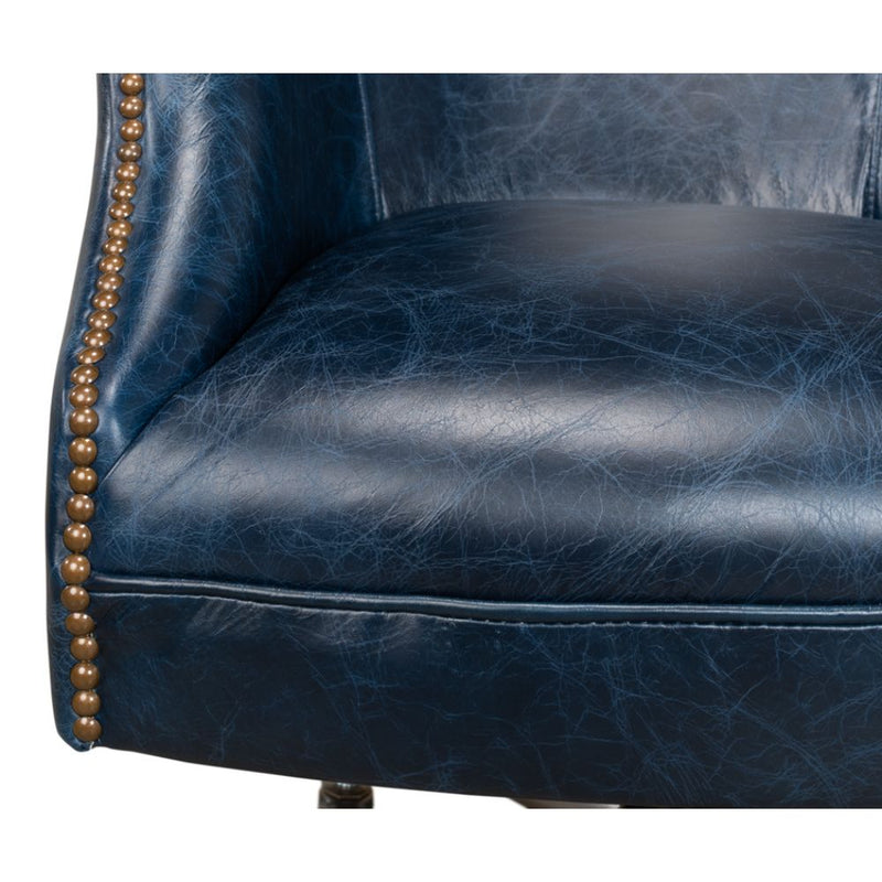 navy leather upholstery desk chair 5 casters