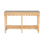 console table scalloped glass top rectangular lower shelf