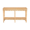 console table scalloped glass top rectangular lower shelf