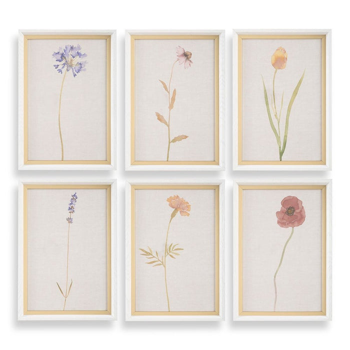 botanical framed wall art set wood grain veneer frame