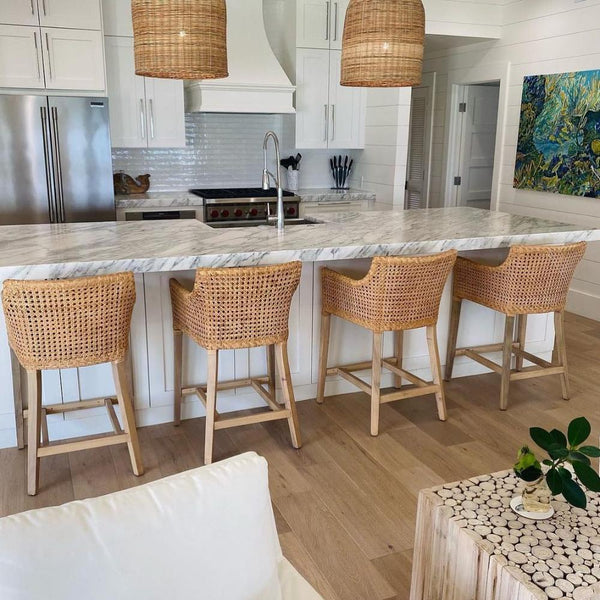 rattan cane back counter stool cushion