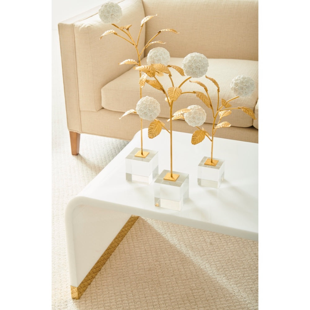 hydrangea on stand square base iron porcelain