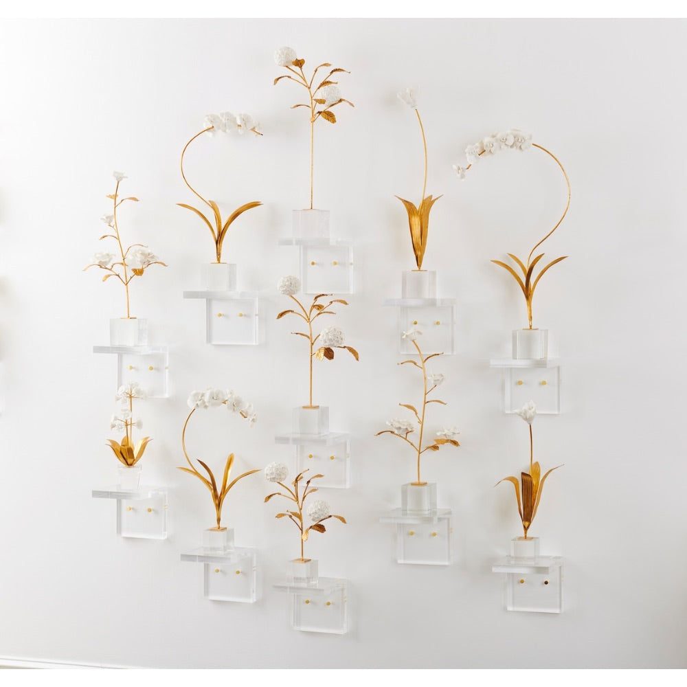 hydrangea on stand square base iron porcelain