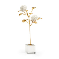 hydrangea on stand square base iron porcelain