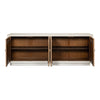 cabinet 4-doors white washed natural pine wood long transitional storage interior shelf