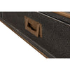 desk black grey shagreen leather three drawers antiqued brass iron frame hardware