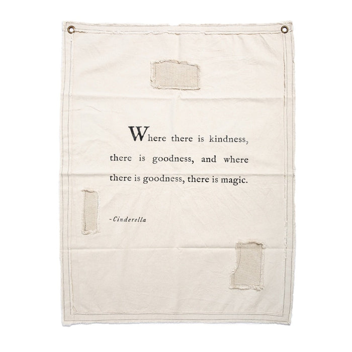 cream, canvas wall hanging Cinderella quote