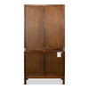 reclaimed pine wood brown finish sliding shutter doors shelves bookcase display unit
