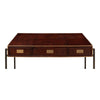 brown leather brass 3-drawer desk iron frame