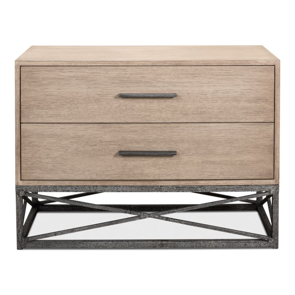2-drawer chest contemporary pine iron base