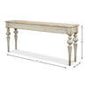 console table turned legs sage green distressed