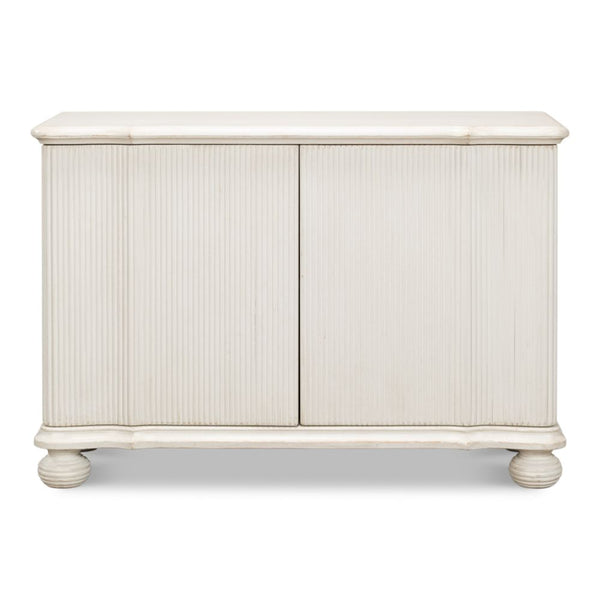 cabinet commode antique white ribbed shelf bun feet