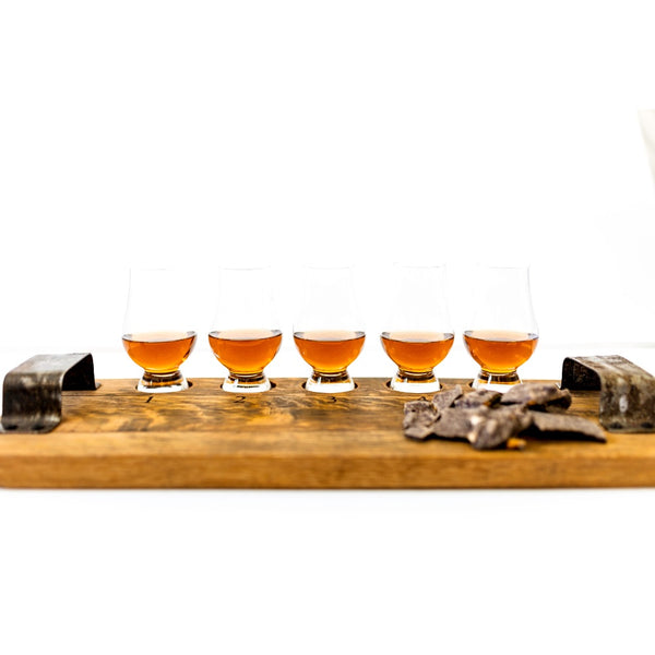 glencarin glasses tasting flight board