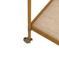 bar cart casters blonde oak serving trays leather wrapped details