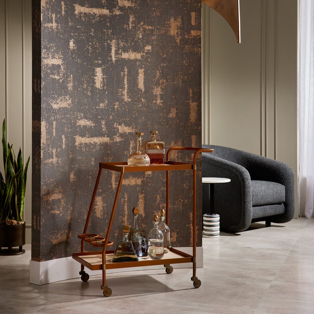 bar cart casters blonde oak serving trays leather wrapped details