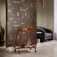 bar cart casters blonde oak serving trays leather wrapped details