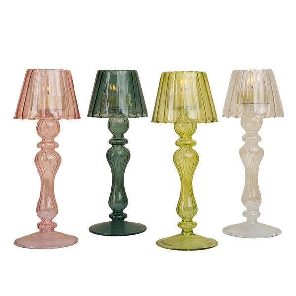 tealight colored candle holder shadbase mouthblown glass