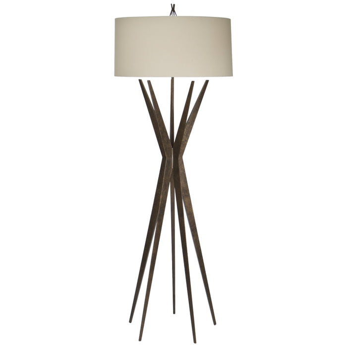 round drum linen oatmeal shade bronze finish floor lamp star base