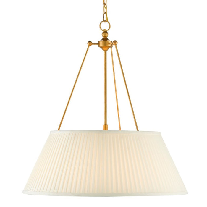 suspension pendant light antique gold finish pleated off-white shade