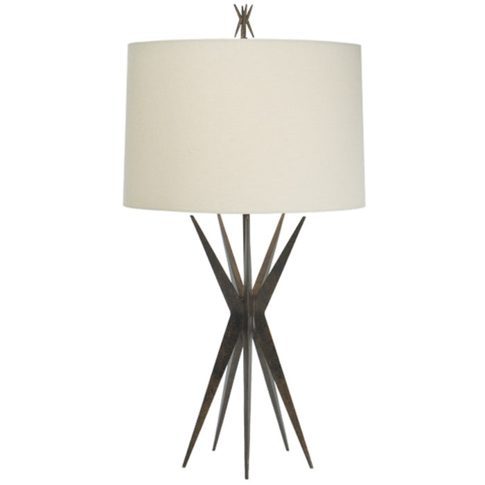 round drum linen oatmeal shade bronze finish table lamp star base