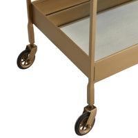 bar cart leather mirror glass iron antique brass finish two tier casters