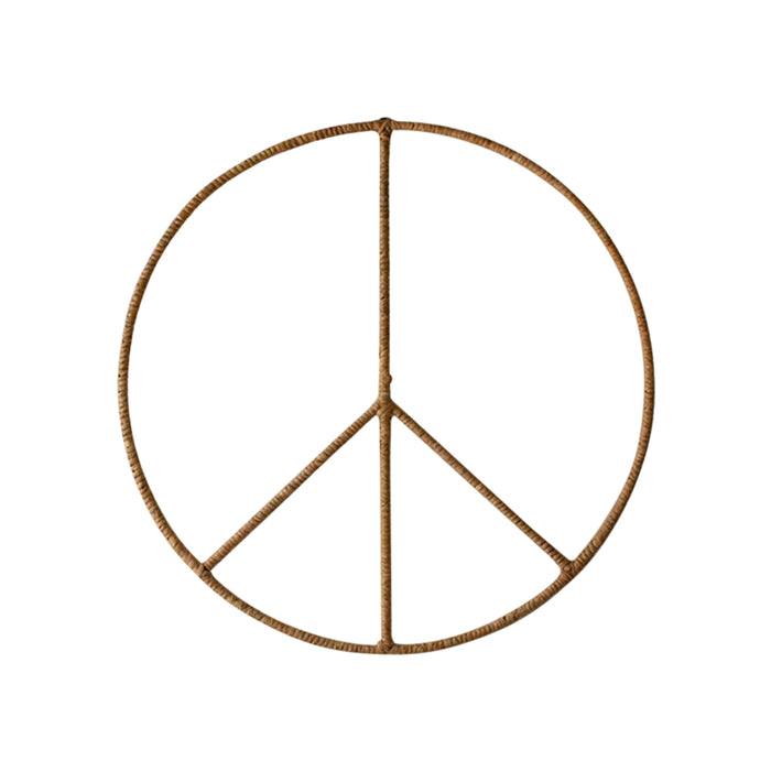 seagrass iron wall hanging peace sign organic large