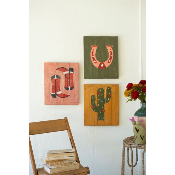 Hand Painted Recycled Wood Western Wall Art