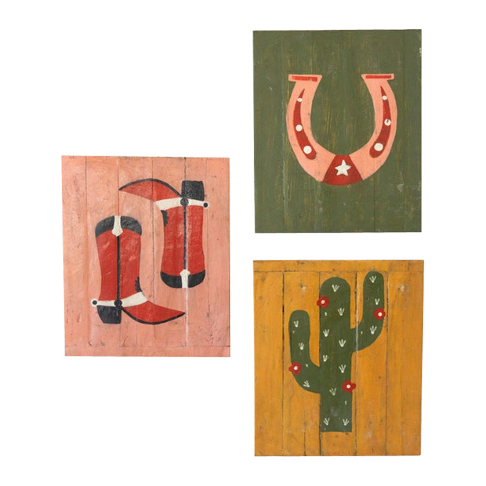 Hand Painted Recycled Wood Western Wall Art