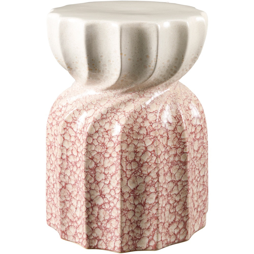 garden stool ceramic outdoor safe coral cream round