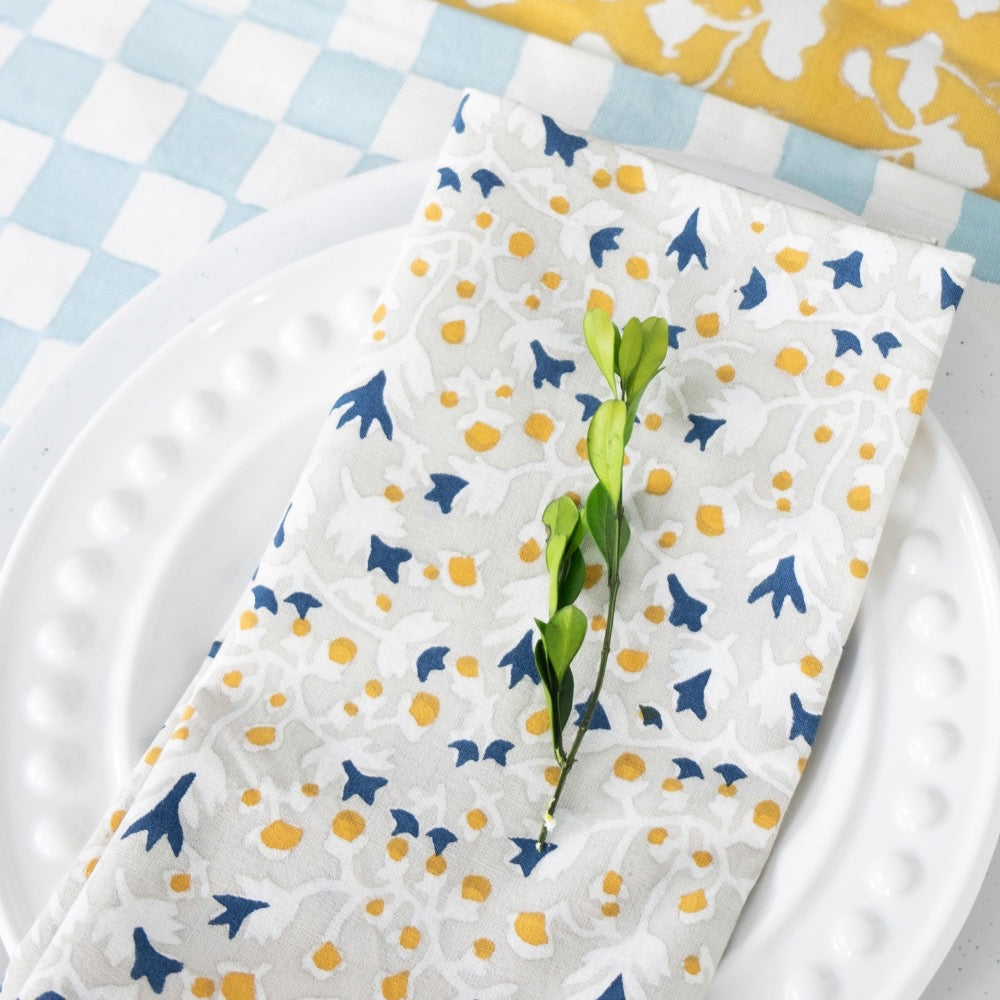  anna blue dijon napkins classic dainty modern floral pattern