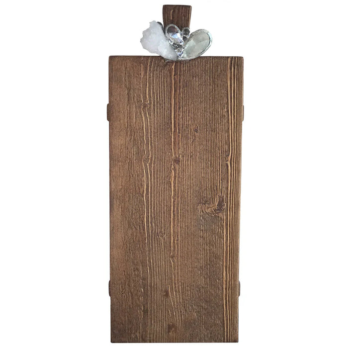 wood handled chartcuterie board rectangle brown clear white geode