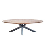 oval dining table reclaimed teak iron legs