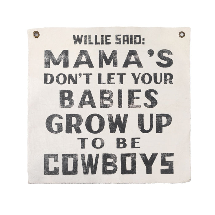 willie said quote canvas wall tarp black cream grommets