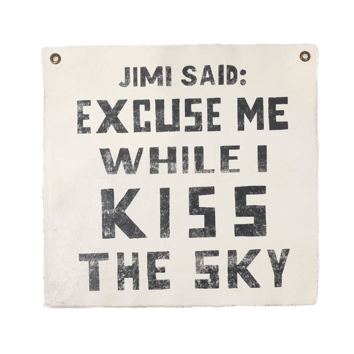 cream canvas jimi hendrix quote wall hanging