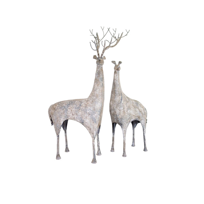 pair 2 rustic galvanized metal deer