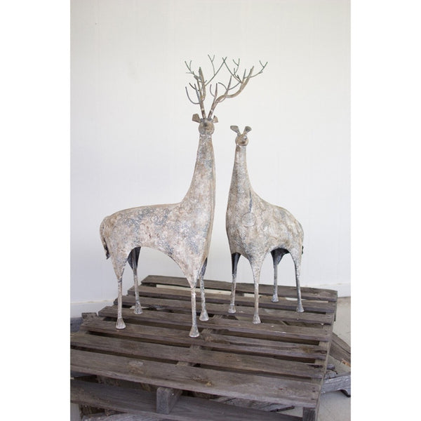 pair 2 rustic galvanized metal deer