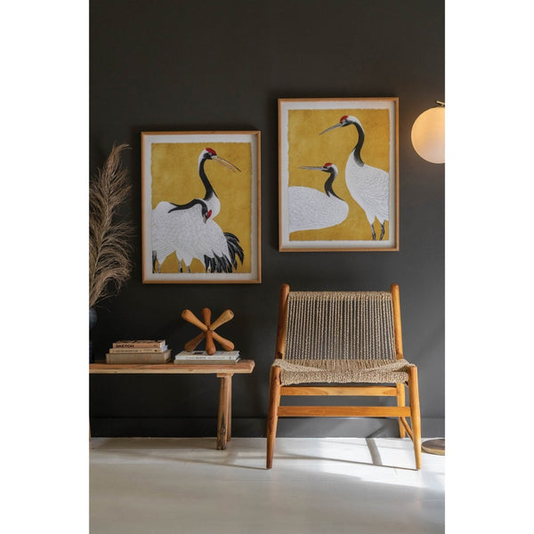 black white red heron prints framed set of two