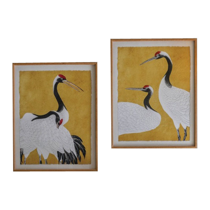 black white red heron prints framed set of two