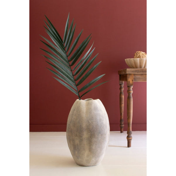 tall cream faux ceramic scalloped vase