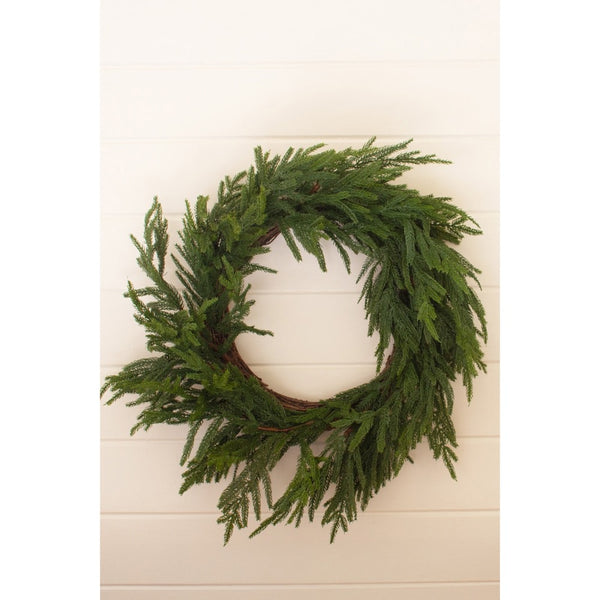 green faux fir wreath
