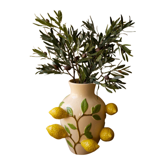 white yellow lemon vase ceramic large